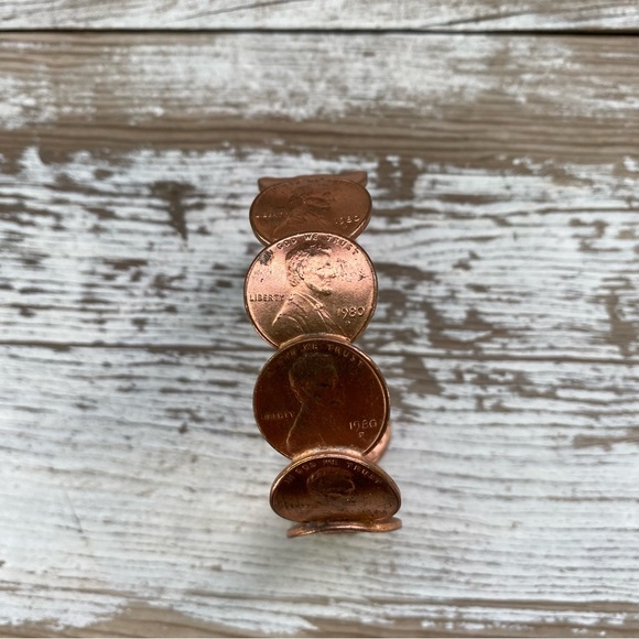 Vintage 80s penny bracelet cuff, size 7.5” - Picture 11 of 16